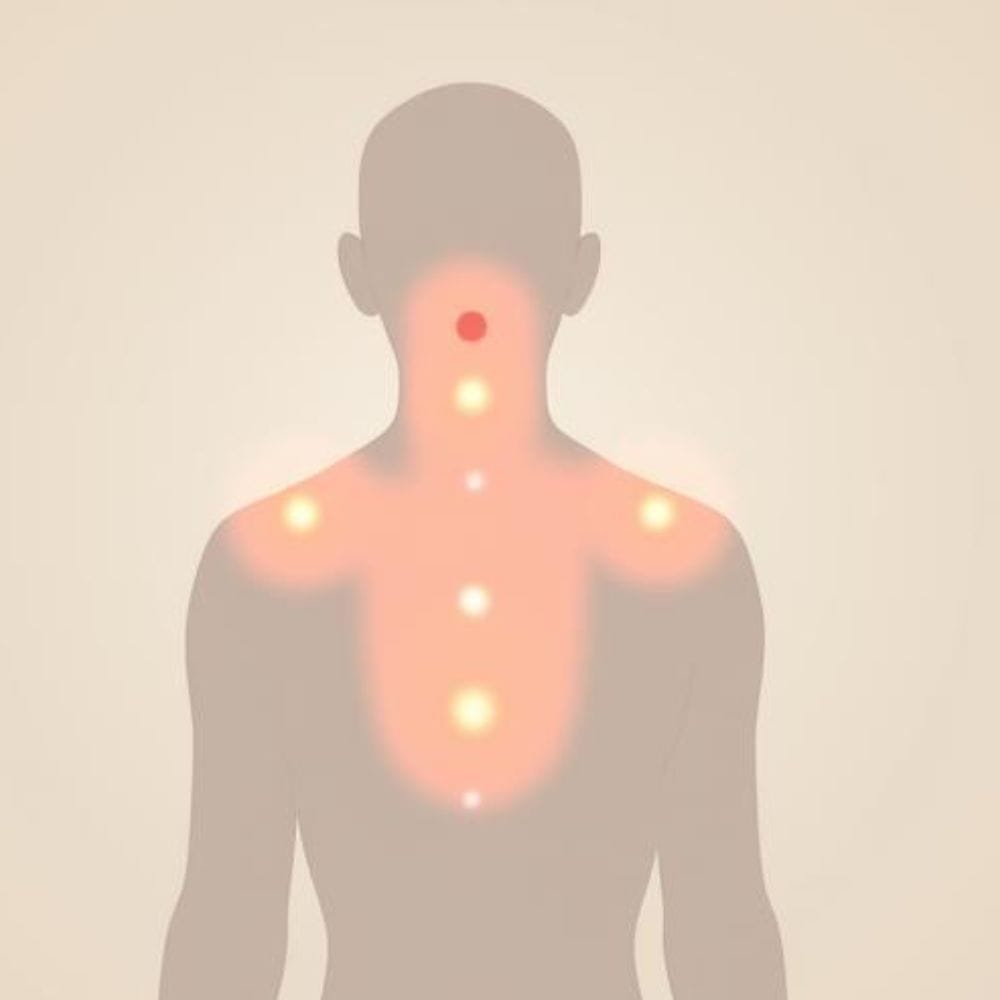 Common areas where stress accumulates in the body, such as shoulders, jaw, and lower back