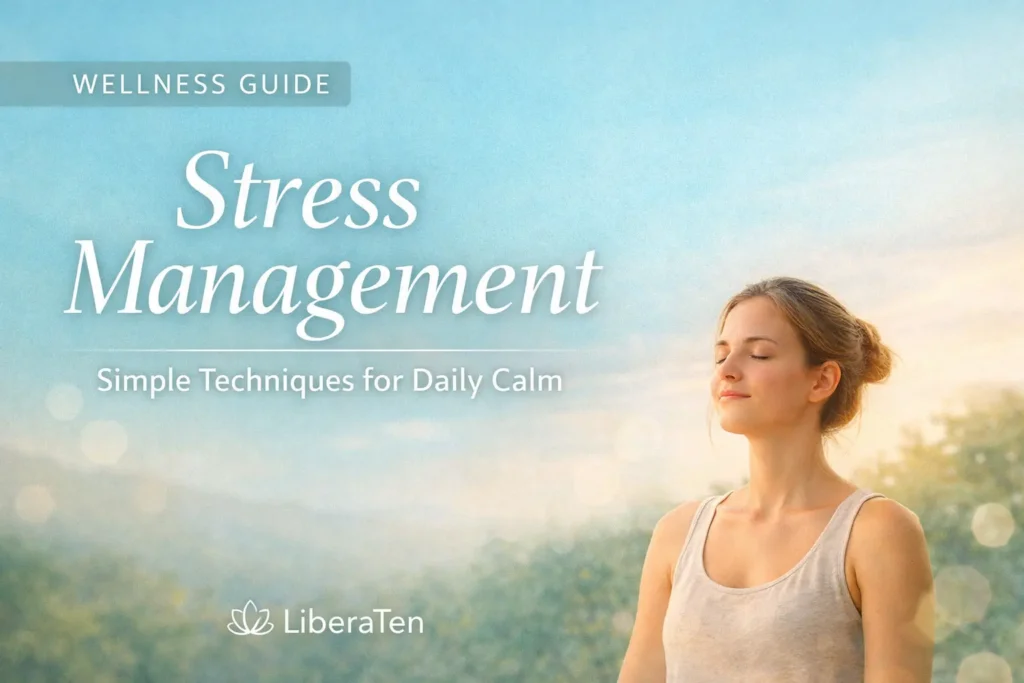 Stress management techniques to relax the body and calm the mind in a peaceful natural setting