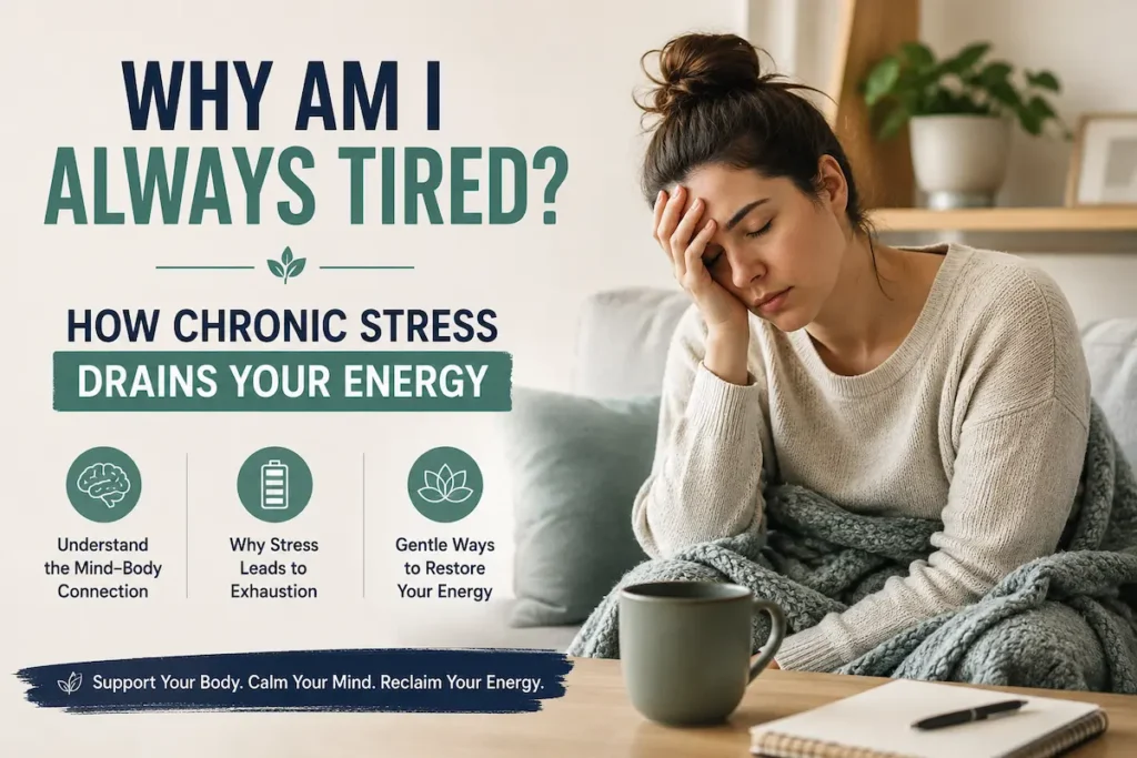 Woman feeling always tired due to chronic stress and fatigue while sitting at home