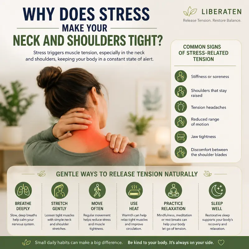 Natural ways to relieve neck and shoulders tight caused by stress through gentle daily habits